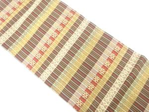 横段に幾何学模様織り出し　名古屋帯